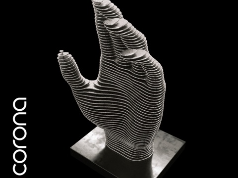  金属板制成的手形摆件3d模型 