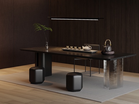  现代茶桌椅3d模型 