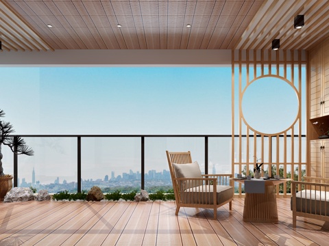  现代家居阳台3d模型 