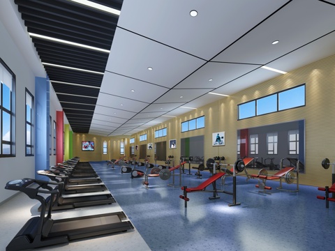  现代健身房3d模型 