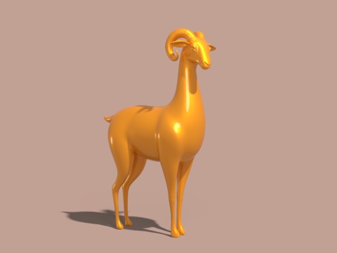  陶瓷羊雕塑 动物雕塑 羊摆件3d模型 