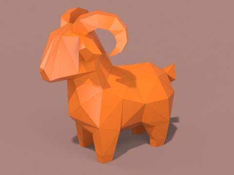  低面数小羊雕塑 几何羊 羊年摆件 动物雕塑3d模型 