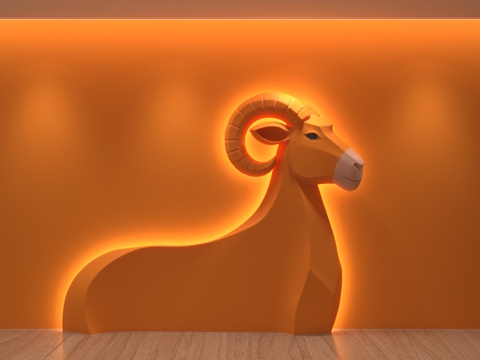  羊形立吊 羊形3D立体浮雕墙 浮雕羊3d模型 