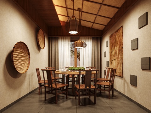  侘寂风包厢 餐厅包房 餐厅包厢 餐厅包间 接待包厢 会客包厢3d模型 