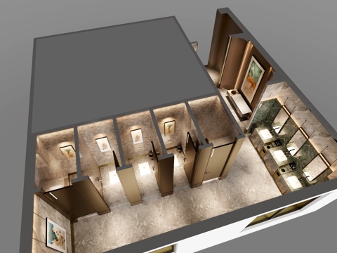  现代 极简 餐厅包厢 包房 包间3d模型 