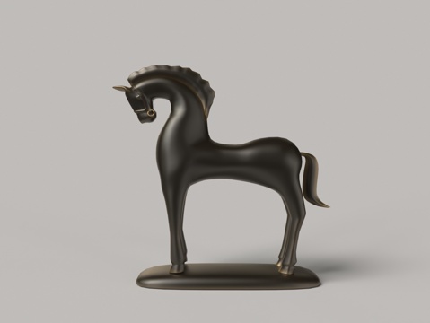  现代古铜马摆件3d模型 