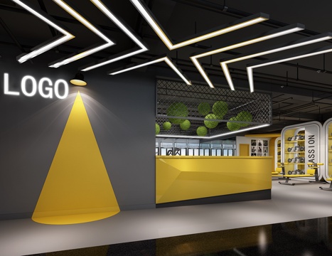  现代前台健身房前台吧台前厅3d模型 