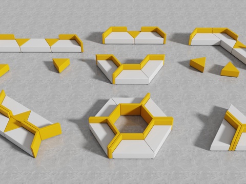  组合沙发可拆解3d模型 