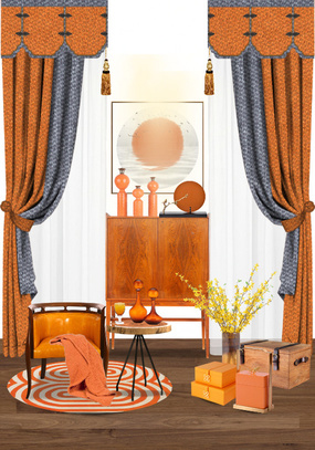 现代简约橙色创意门厅