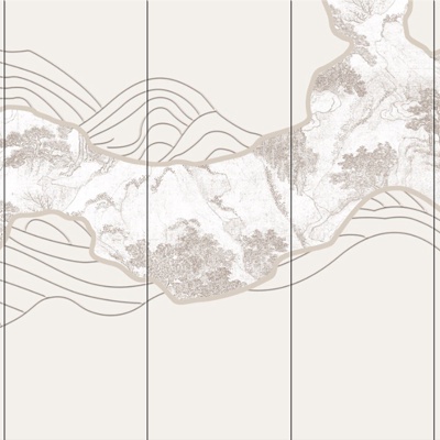  中式抽象山水硬包 