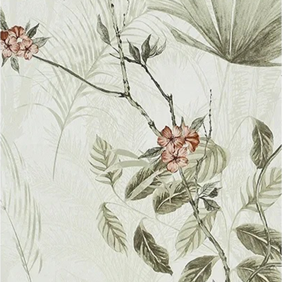  复古植物印花连纹花砖 