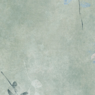  绿色复古植物印花连纹花砖 