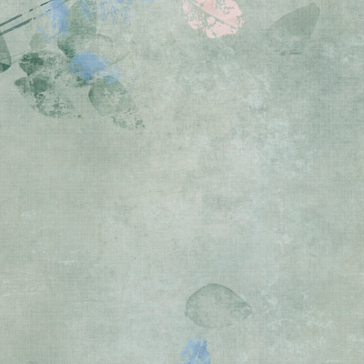  绿色复古植物印花连纹花砖 