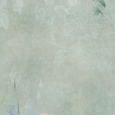  绿色复古植物印花连纹花砖 