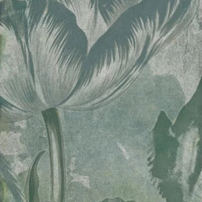  绿色复古植物印花连纹花砖 