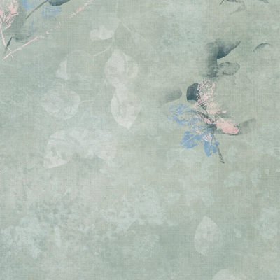  绿色复古植物印花连纹花砖 