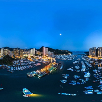  HDR城市夜景，HDR海港城市 