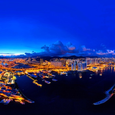  HDR城市夜景，HDR城市海港夜景 