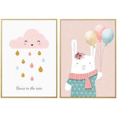  卡通兔子儿童装饰画组合 