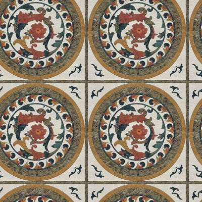  无缝石材马赛克拼花地砖人行道路地面广场铺贴 