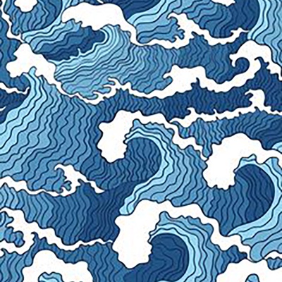  蓝色浮世绘装饰画挂画 