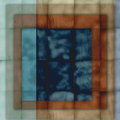  蓝色橘色撞色壁纸 