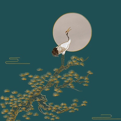  中式仙鹤壁纸背景 