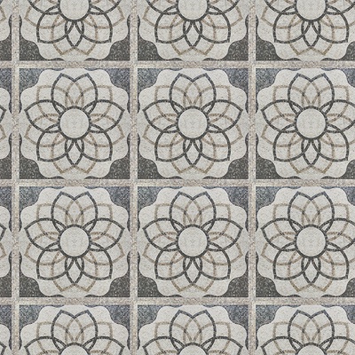  无缝石材马赛克拼花地砖人行道路地面广场铺贴 