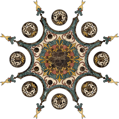  圆形免扣大理石材拼花图案纹理 