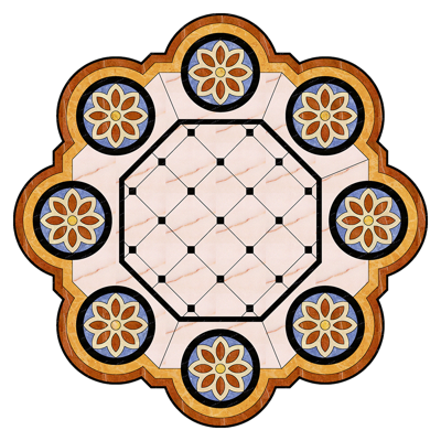  圆形免扣大理石材拼花图案纹理 