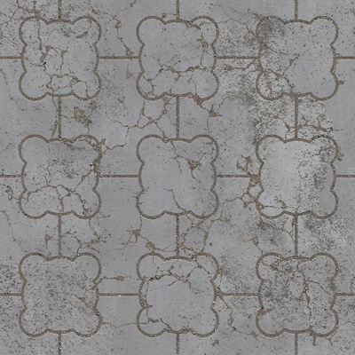  无缝破损水泥拼花地砖人行道路地面广场铺贴 