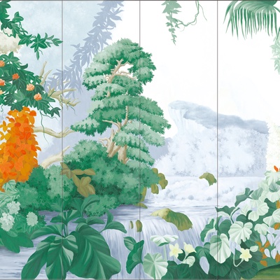  植物壁画花鸟壁画 