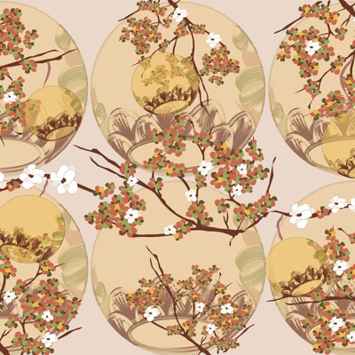  黄色印花几何壁纸 