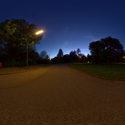  无缝户外城市夜晚街道路口广场HDR全景贴图 