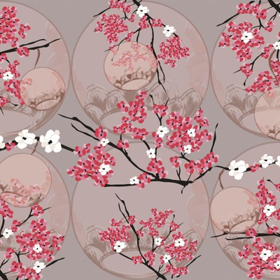  红色印花几何壁纸 