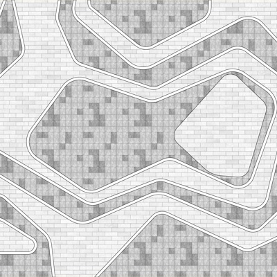  灰白色几何拼花广场铺装贴图 