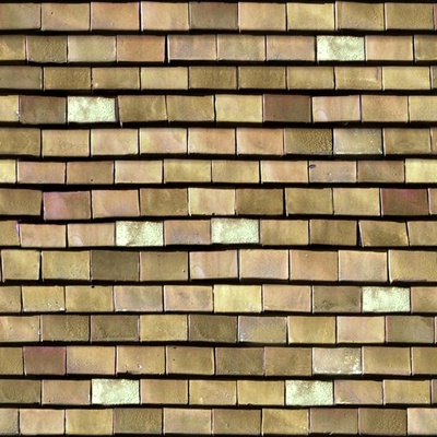  黄色 鱼鳞 瓦片 屋顶 屋面 