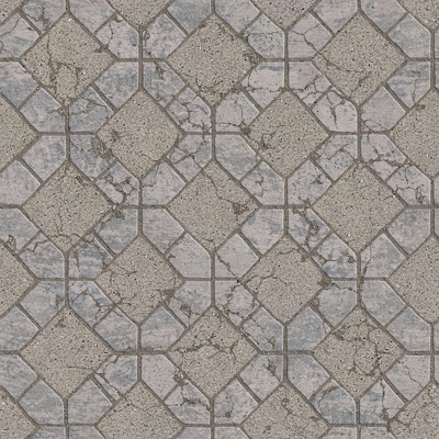  无缝破损水泥拼花地砖人行道路地面广场铺贴 