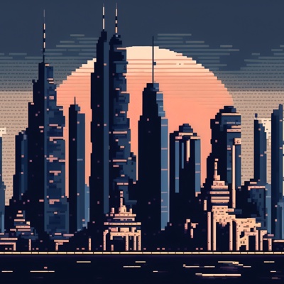  马赛克数字城市装饰画贴图 