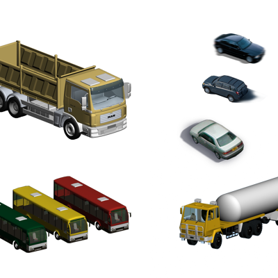  psd免抠车 各种透视车 公交车 工程车 鸟瞰车 轿车 