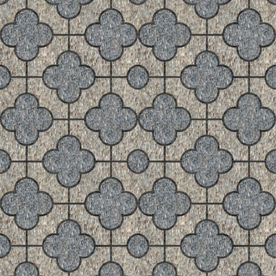  中式拼花砖地面 鹅卵石石材铺装 仿古砖 地面拼花 碎石石铺路 