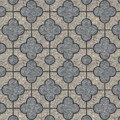  中式拼花砖地面 鹅卵石石材拼花 