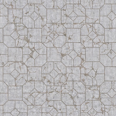  无缝灰色破损水泥拼花地砖人行道路地面广场铺贴 