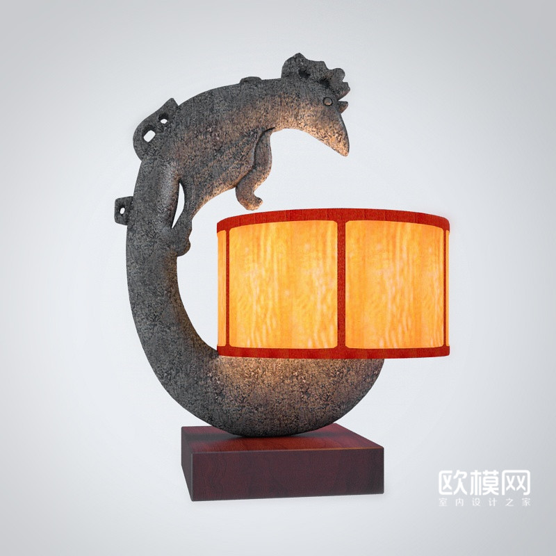 中式石雕台灯3d模型