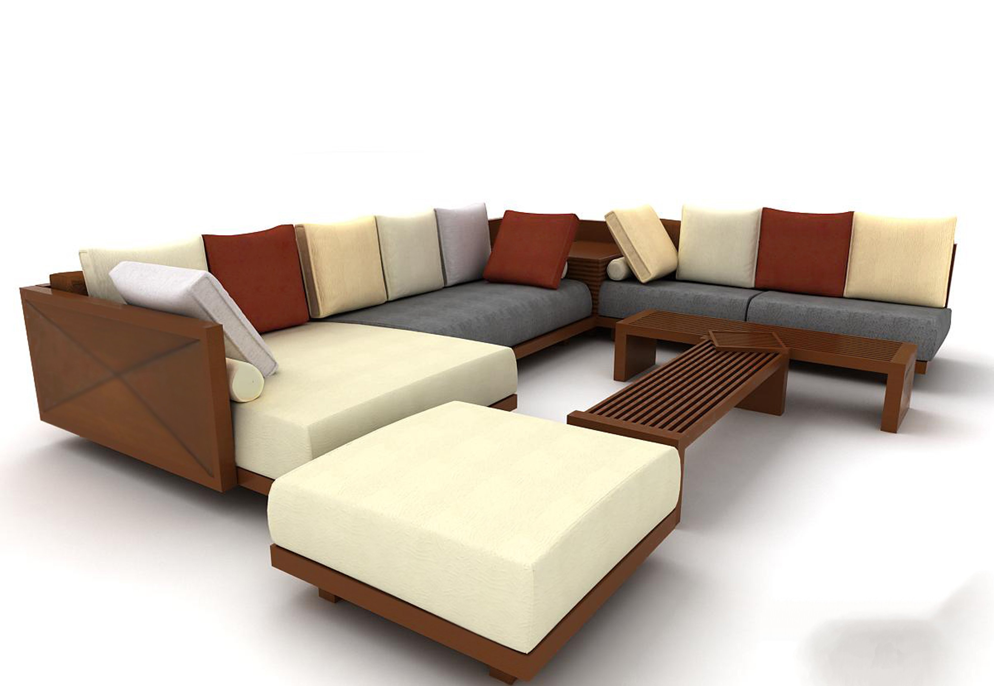现代布艺组合沙发3d模型