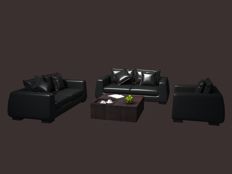 现代黑色皮革组合沙发3D模型免费下载-免费3dmax模型库-欧模网
