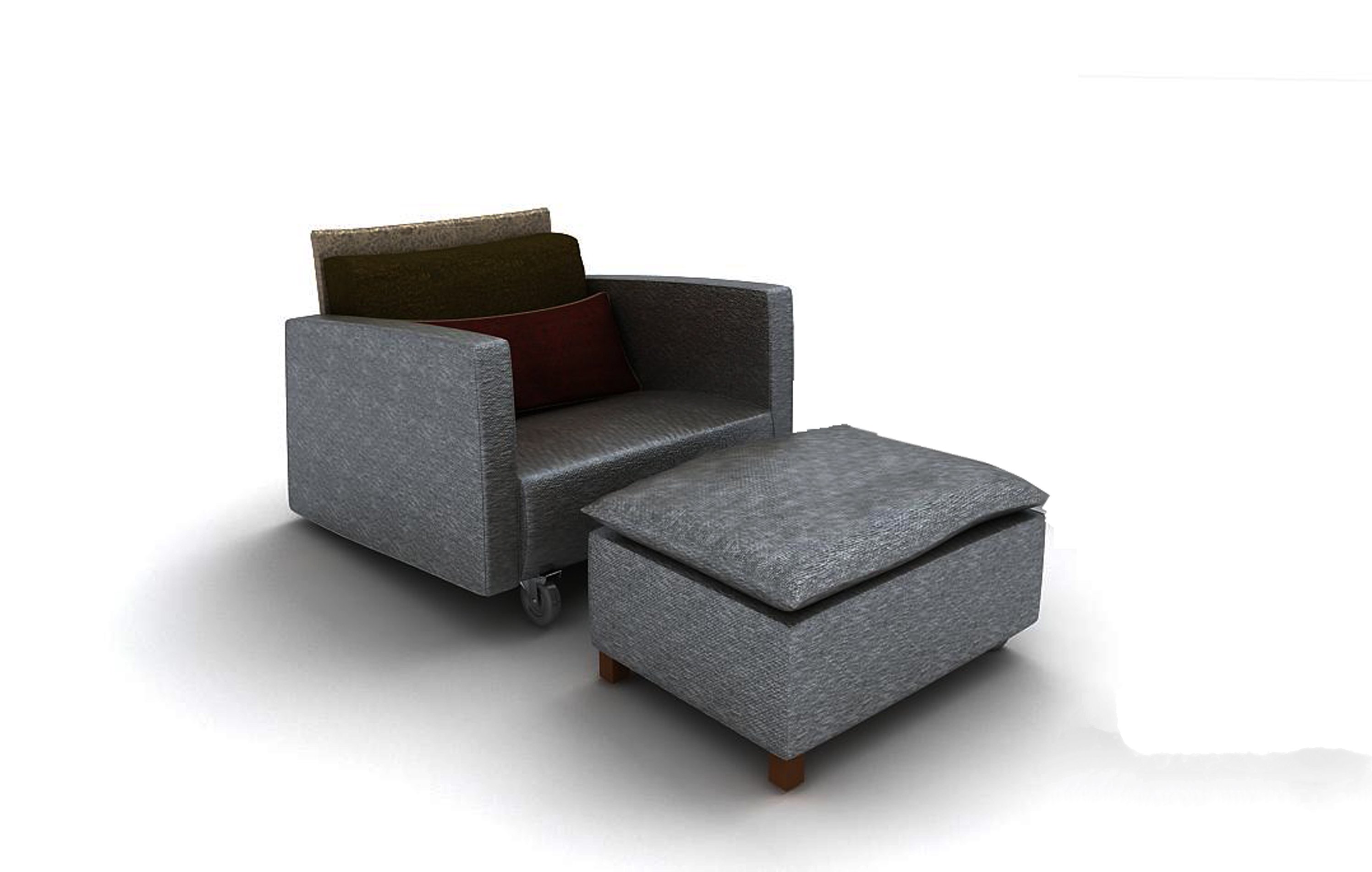 现代灰色皮革休闲沙发3d模型