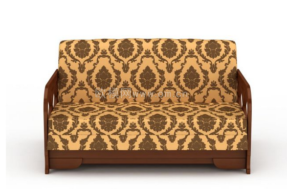 中式花纹布艺双人沙发3d模型