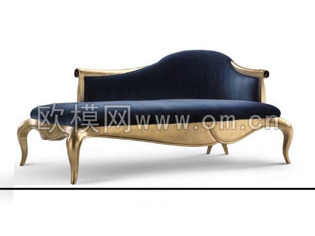 欧式蓝色贵妃椅3d模型