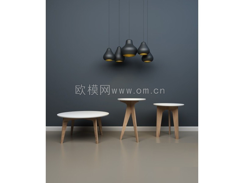 现代实木凳子组合3D模型